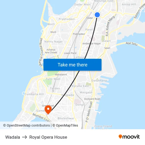 Wadala to Royal Opera House map