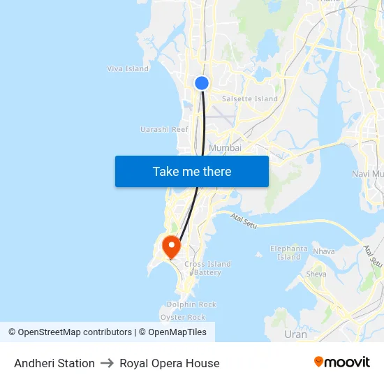 Andheri Station to Royal Opera House map