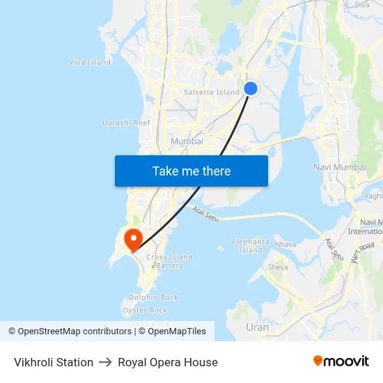 Vikhroli Station to Royal Opera House map