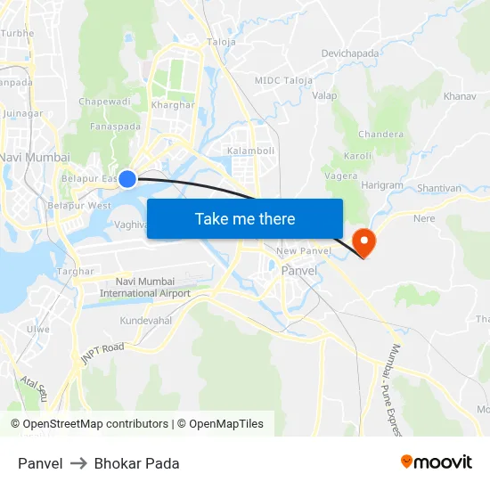 Panvel to Bhokar Pada map