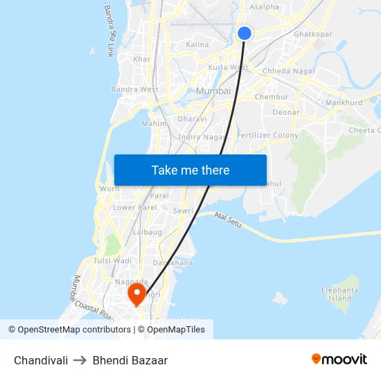 चांदिवली to भेंडी बाजार map
