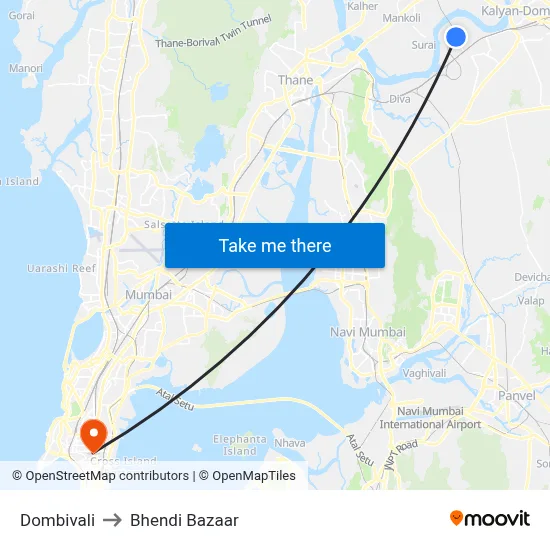 डोंबिवली to भेंडी बाजार map