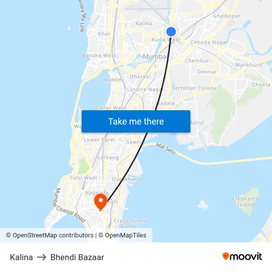 कलीना to भेंडी बाजार map