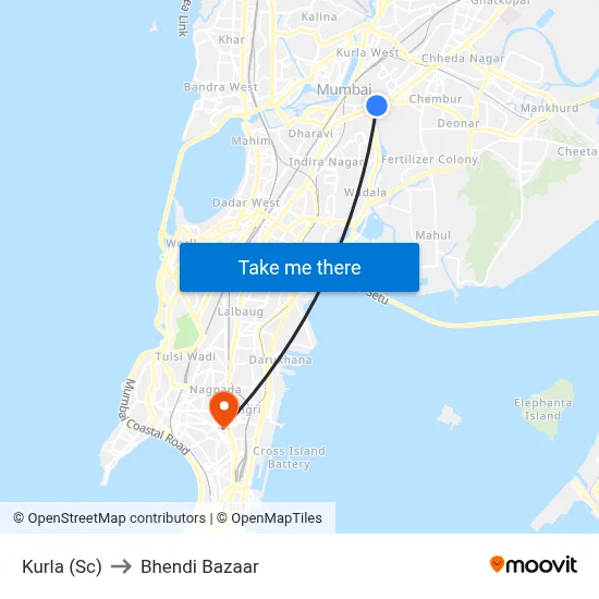 कुर्ला (अनु) to भेंडी बाजार map