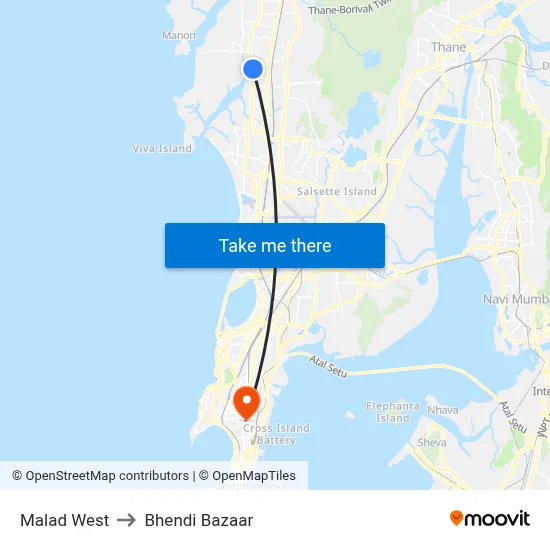 Malad West to Bhendi Bazaar map