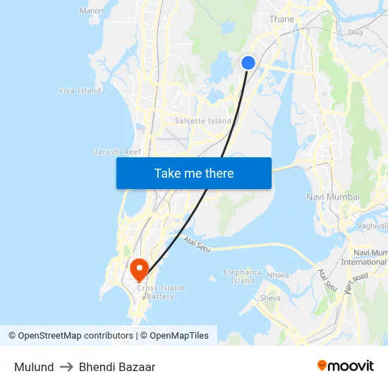 Mulund to Bhendi Bazaar map