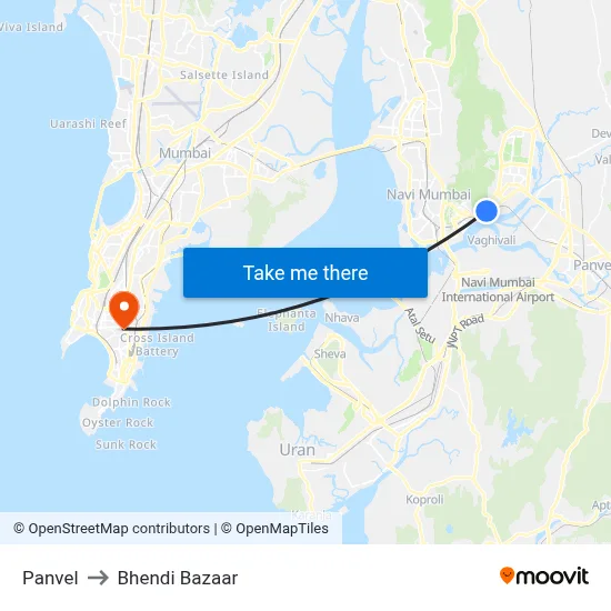Panvel to Bhendi Bazaar map
