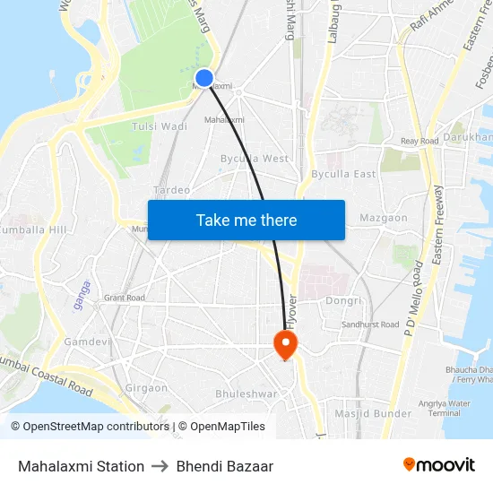 Mahalaxmi Station to Bhendi Bazaar map