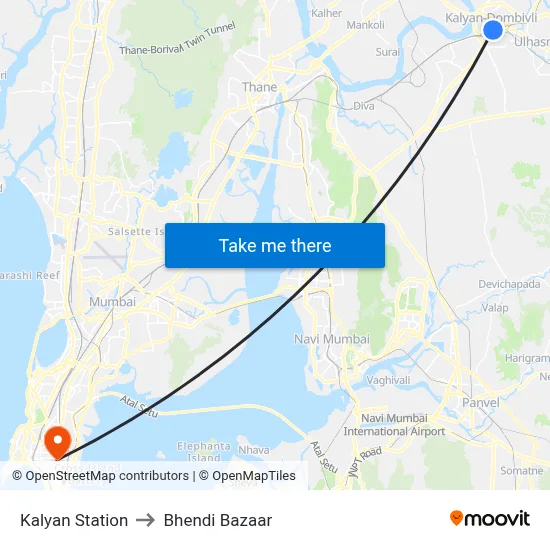 Kalyan Station to Bhendi Bazaar map