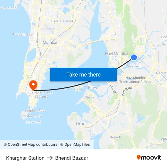 Kharghar Station to Bhendi Bazaar map