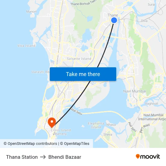 Thana Station to Bhendi Bazaar map
