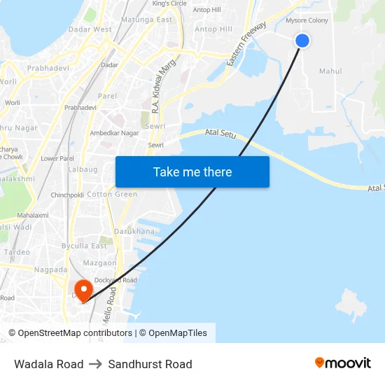 Wadala Road to Sandhurst Road map