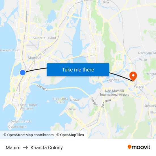 Mahim to Khanda Colony map