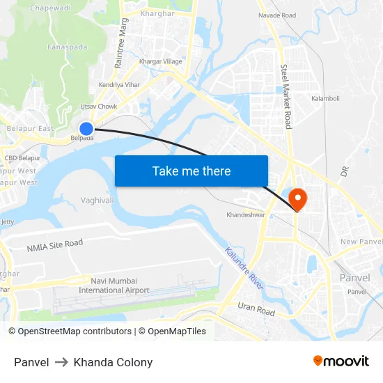 Panvel to Khanda Colony map