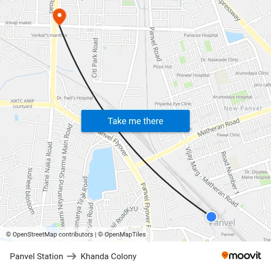 Panvel Station to Khanda Colony map