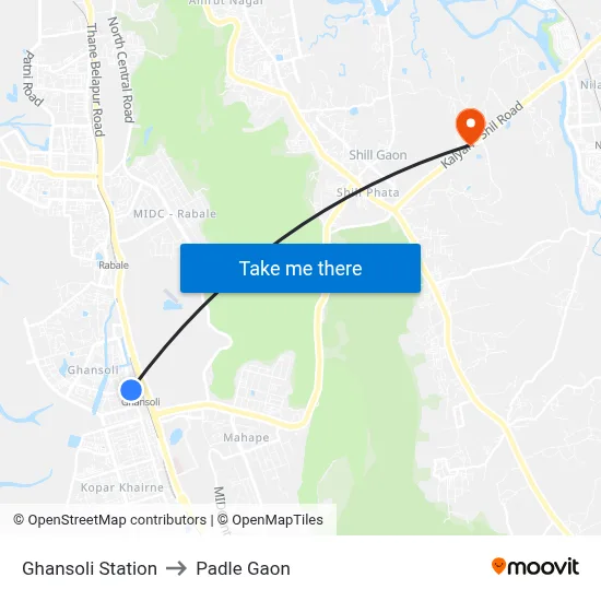 Ghansoli Station to Padle Gaon map