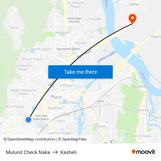 Mulund Check Naka to Kasheli map