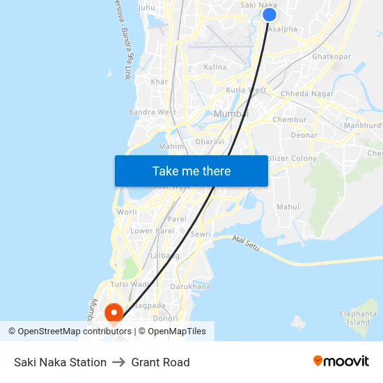 Saki Naka Station to Grant Road map
