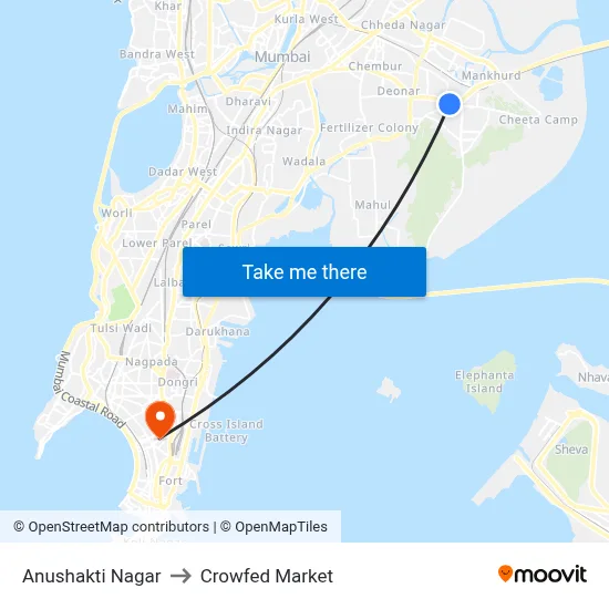 Anushakti Nagar to Crowfed Market map