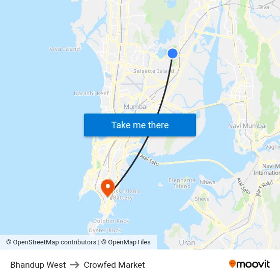 Bhandup West to Crowfed Market map
