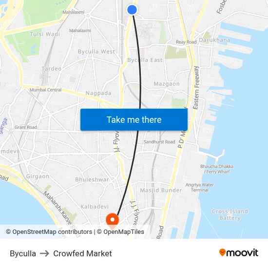 Byculla to Crowfed Market map