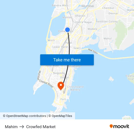 Mahim to Crowfed Market map