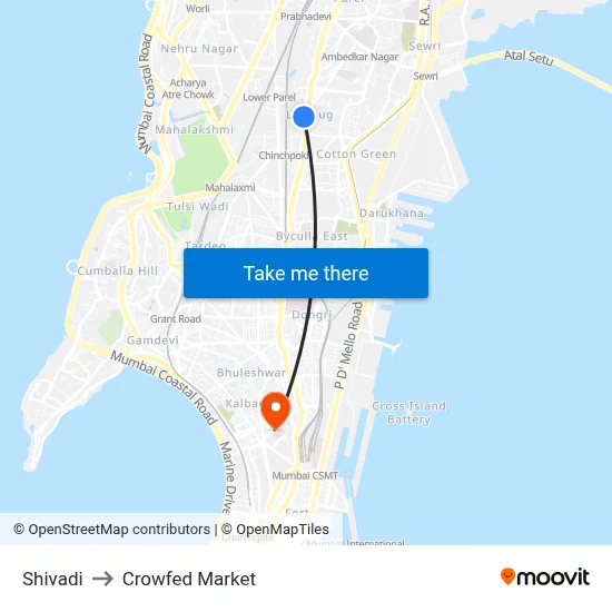 Shivadi to Crowfed Market map