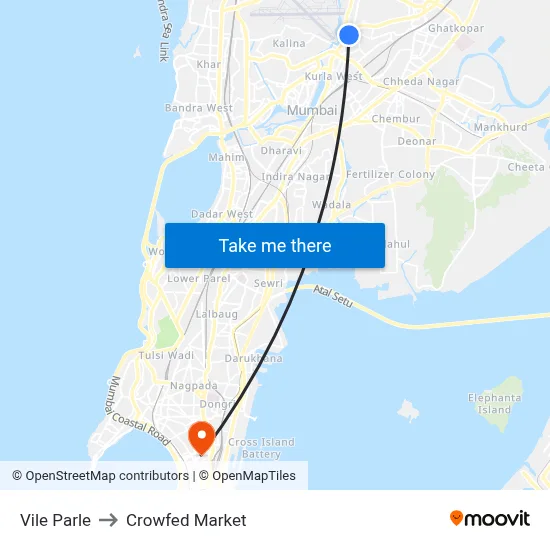 Vile Parle to Crowfed Market map