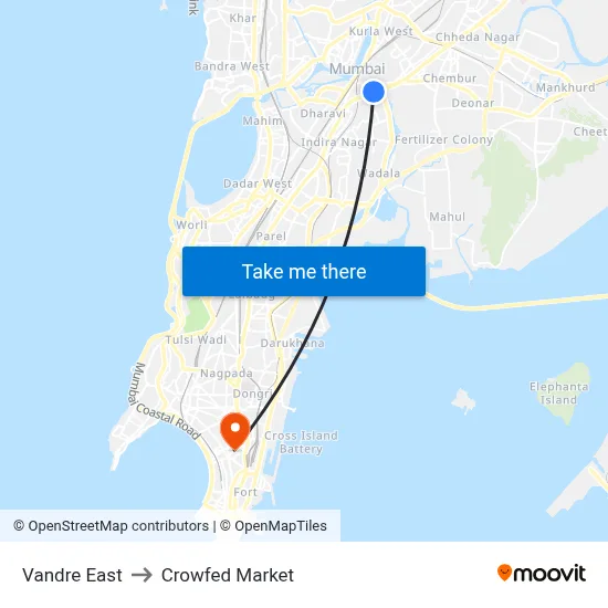 Vandre East to Crowfed Market map