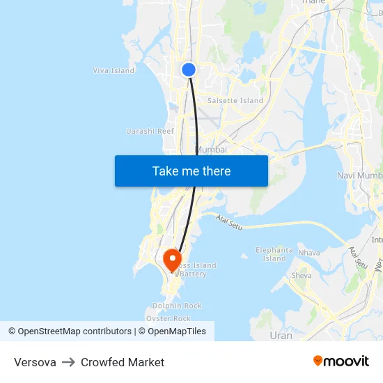 Versova to Crowfed Market map