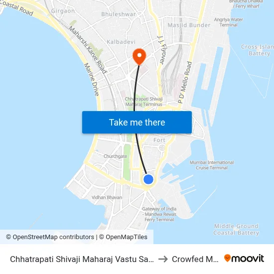 Chhatrapati Shivaji Maharaj Vastu Sangrahalaya to Crowfed Market map