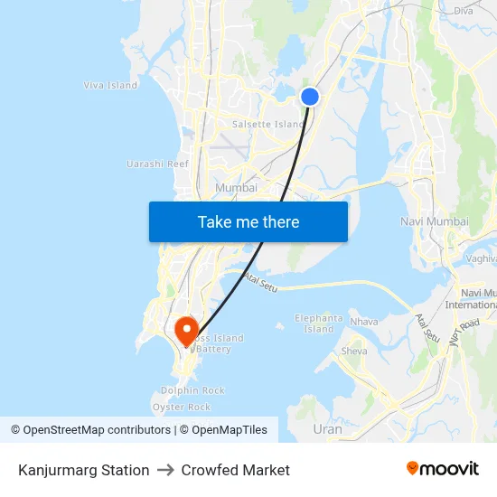 Kanjurmarg Station to Crowfed Market map