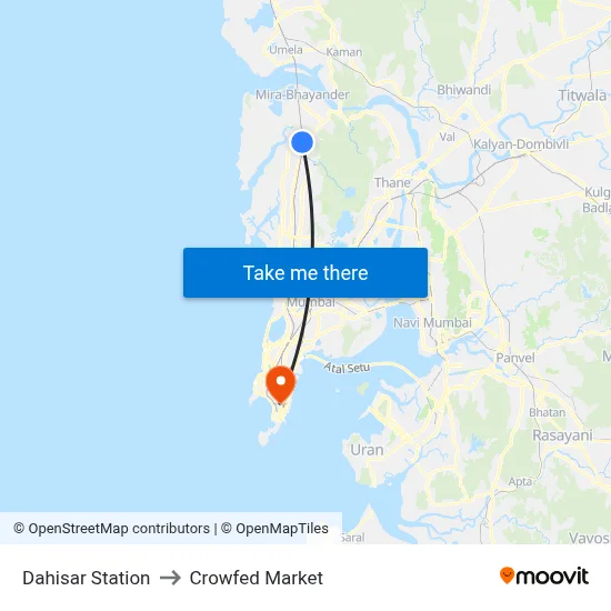 Dahisar Station to Crowfed Market map