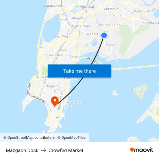 Mazgaon Dock to Crowfed Market map