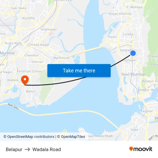 बेलापुर to वडाला रोड map