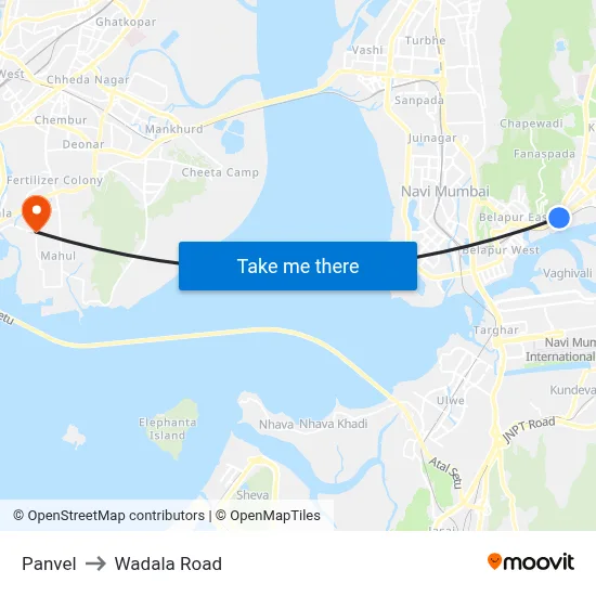 Panvel to Wadala Road map