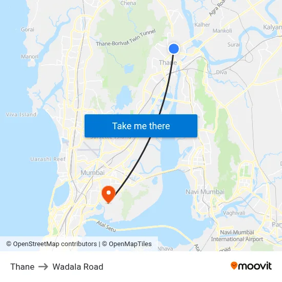 Thane to Wadala Road map