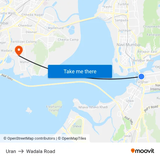 Uran to Wadala Road map
