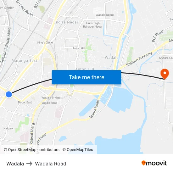 Wadala to Wadala Road map