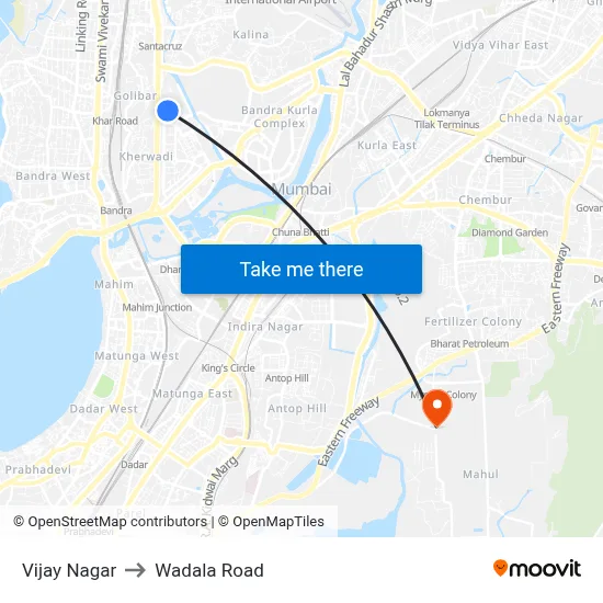 Vijay Nagar to Wadala Road map
