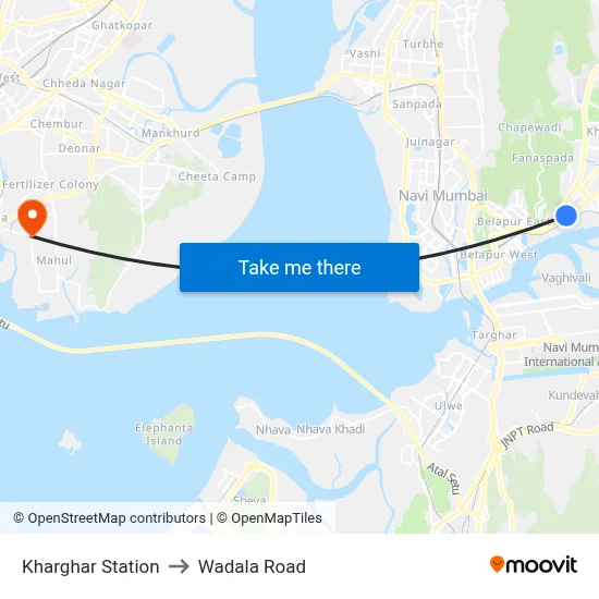 Kharghar Station to Wadala Road map