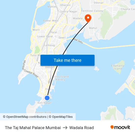 The Taj Mahal Palace Mumbai to Wadala Road map