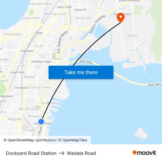 Dockyard Road Station to Wadala Road map