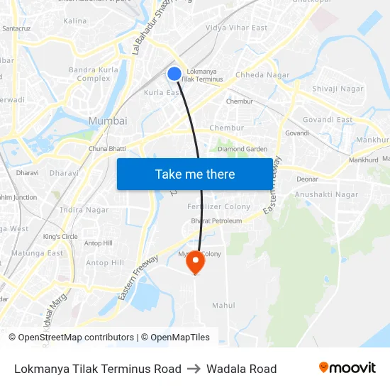 Lokmanya Tilak Terminus Road to Wadala Road map