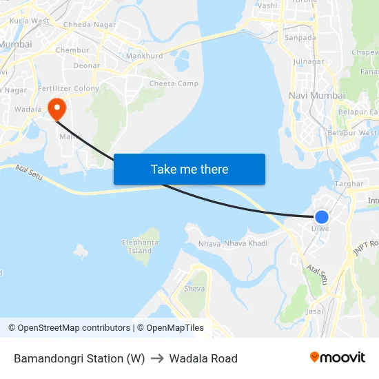 Bamandongri Station (W) to Wadala Road map