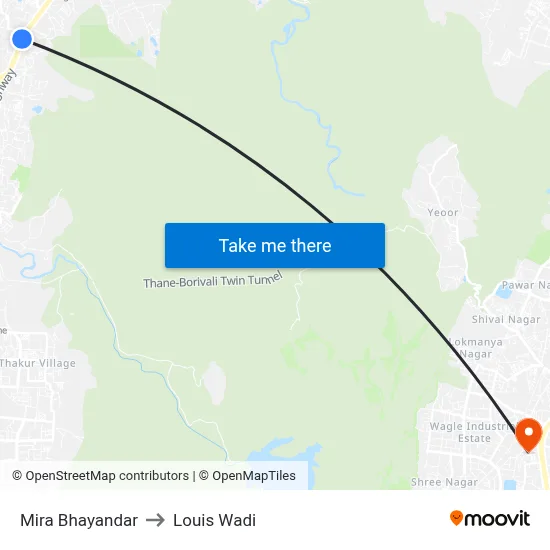 Mira Bhayandar to Louis Wadi map