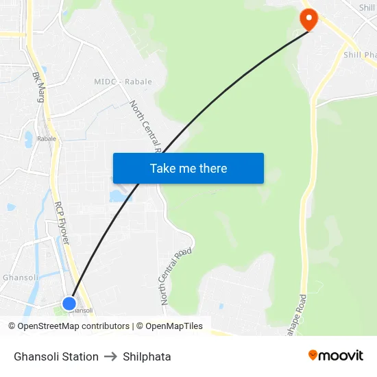 Ghansoli Station to Shilphata map