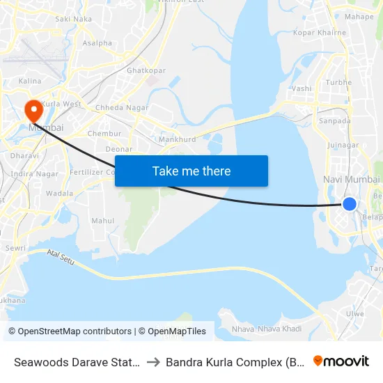 Seawoods Darave Station to Bandra Kurla Complex (BKC) map