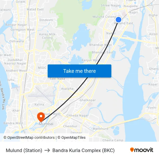 Mulund (Station) to Bandra Kurla Complex (BKC) map