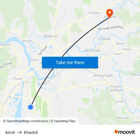 Airoli to Khadvli map